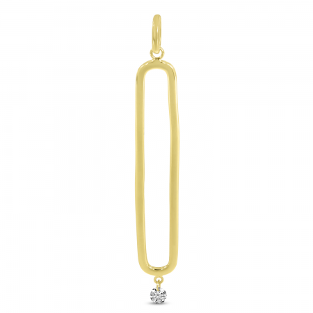 14K Yellow Gold Dashing Diamonds Elongated Pendant