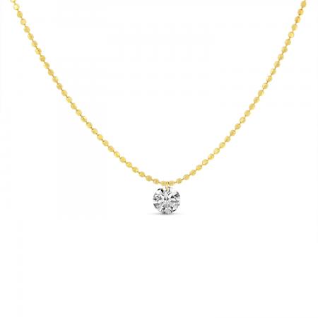14K Yellow Gold Single Pierced Diamond Dashing Diamond Necklace
