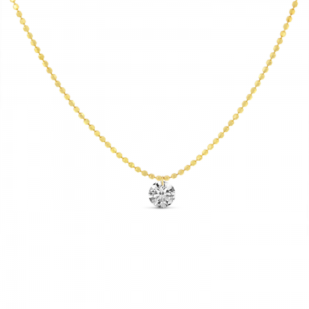 14K Yellow Gold Single .30 Ct Dashing Diamond Necklace on Bead Chain