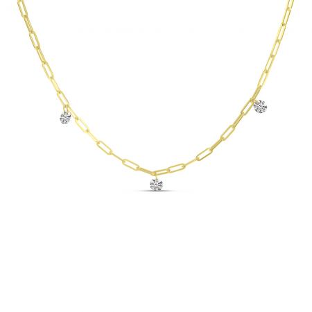 14K Yellow Gold Dashing Diamonds Link Necklace