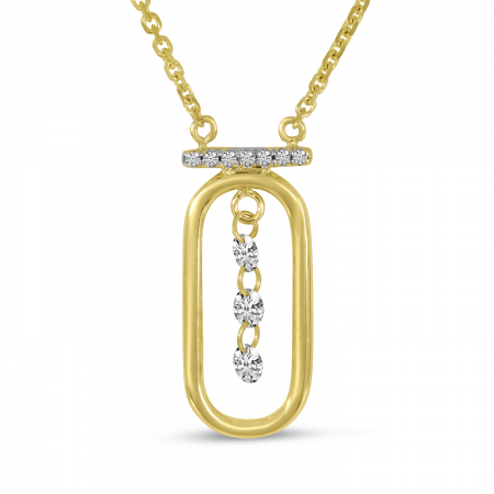 14K Yellow Gold Dashing Diamond Wire Paperclip Necklace