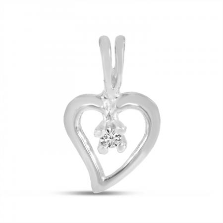 14K White Gold Petite Diamond Heart Pendant
