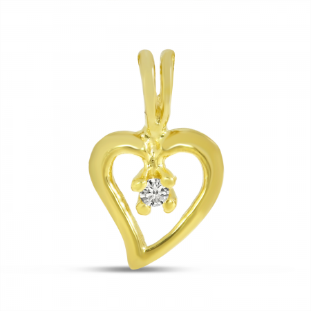 14K Yellow Gold Petite Diamond Heart Pendant