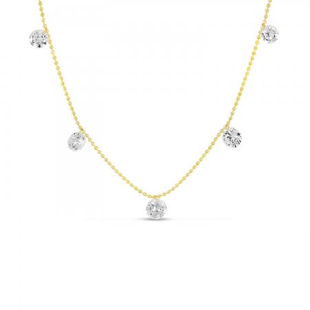 14K Yellow Gold Dashing Diamonds 5 Stone Necklace