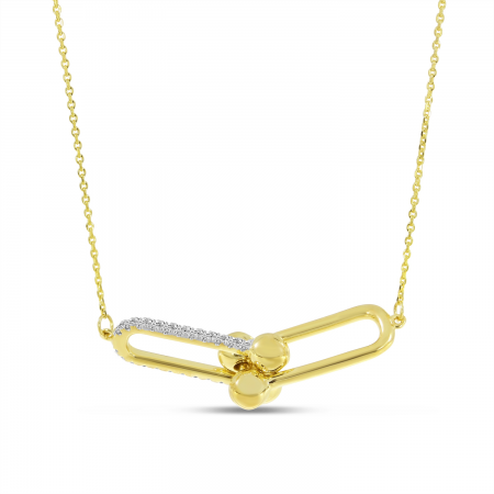 14K Yellow Gold Diamond Double U-Link Necklace