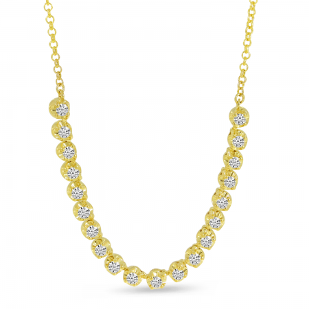 14K Yellow Gold Diamond Textured Necklace