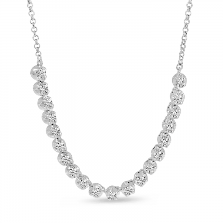 14K White Gold Diamond Textured Necklace