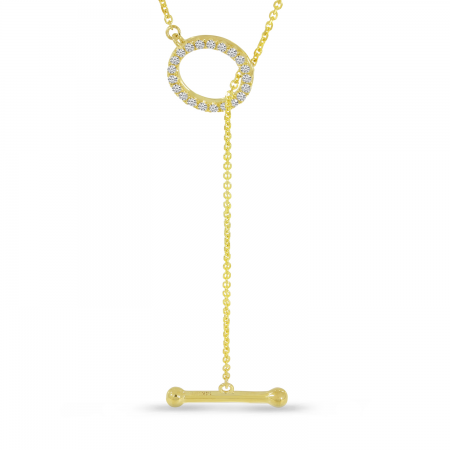 14K Yellow Gold Diamond Toggle Lariat Necklace