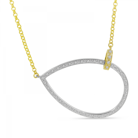 14K Two Tone Gold Diamond Open Interlocking Necklace