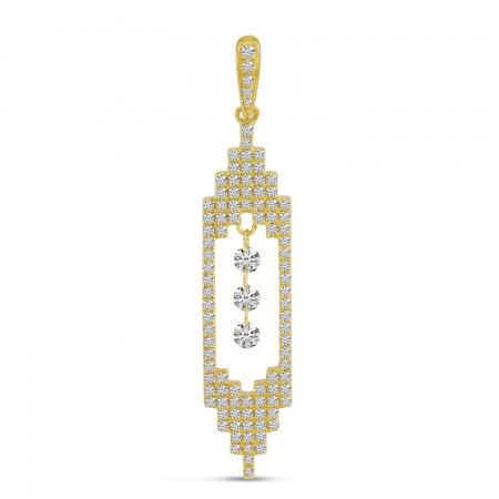 14K Yellow Gold Dashing Diamond Art Deco Pendant