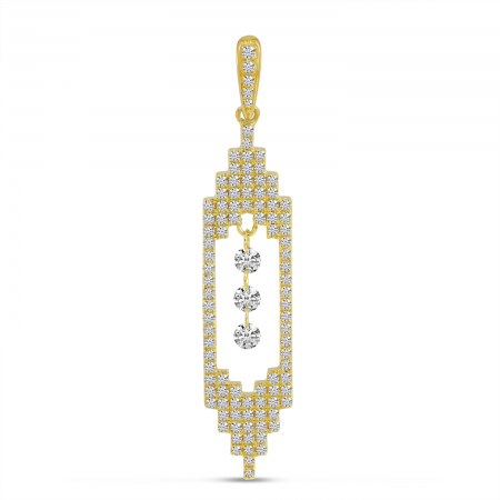 14K Yellow Gold Dashing Diamond Art Deco Pendant