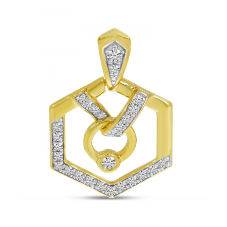 14K Yellow Gold Diamond Geometric Pendant