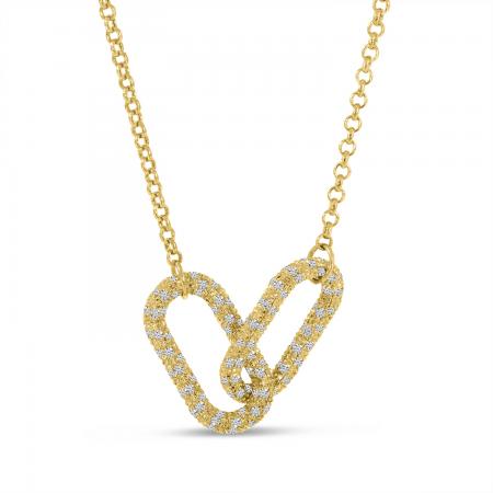 14K Yellow Gold Diamond Interlocking Links Necklace