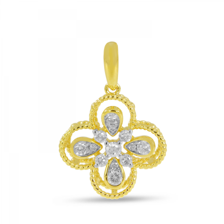 14K Yellow Gold Clover Diamond Pendant