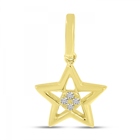 14K Yellow Gold Small Diamond Star Pendant