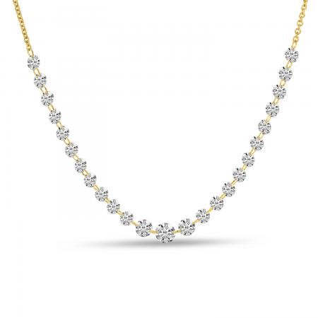 14K Yellow Gold Dashing Diamond Graduated Necklace
