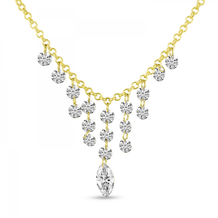 14K Yellow Gold Dashing Diamond Cleopatra Cascading Necklace