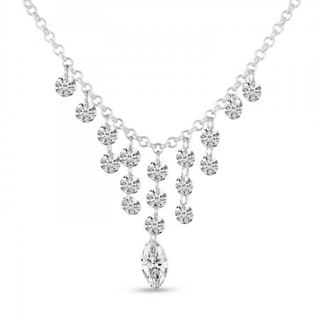 14K White Gold Dashing Diamond Cleopatra Cascading Necklace