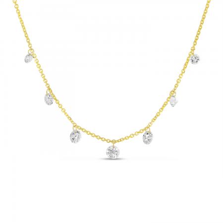 14K Yellow Gold Graduated Dashing Diamonds 5 Stone Necklace