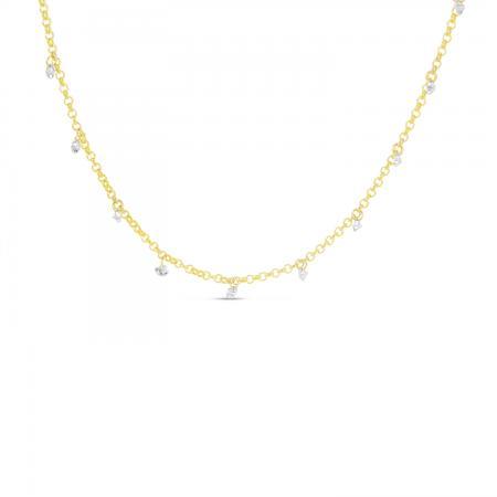 14K Yellow Gold Dashing Diamond 24-Stone Rolo Necklace