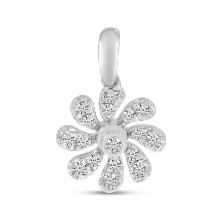 14K White Gold Diamond Floral Pendant