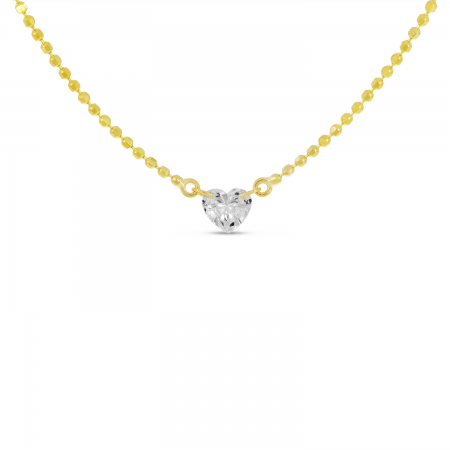14K Yellow Gold Dashing Diamond Heart Necklace 