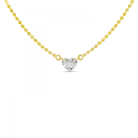 14K Yellow Gold Dashing Diamond Heart Necklace