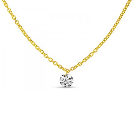 14K Yellow Gold Single Pierced .30 ct  Dashing Diamond 18 Cable Necklace\"