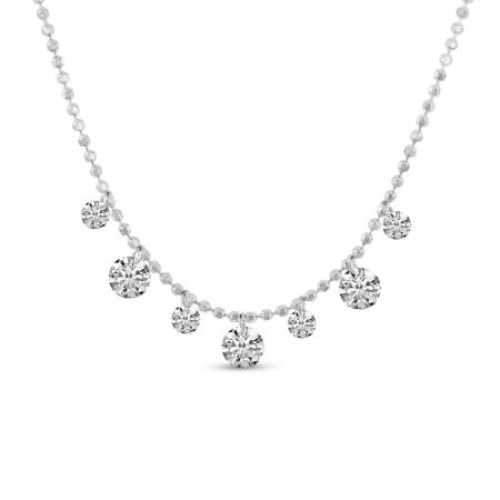 14K White Gold Dashing Diamonds 17 inch Necklace