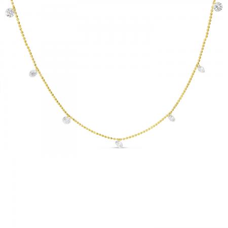 14K Yellow Gold Dashing Diamonds 19 inch Necklace