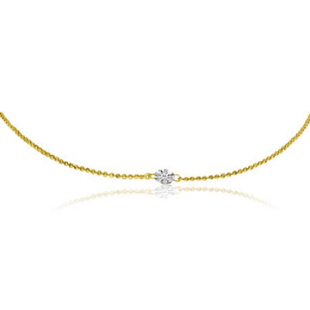 14K Yellow Gold Single Pierced Diamond Dashing Diamond Necklace