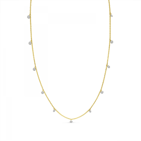 14K Yellow Gold 1.3 Ct Dashing Diamond Diamond by the Yard Cable Chain Necklace