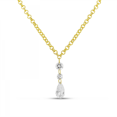 14K Yellow Gold Dashing Diamond Pear Drop Necklace