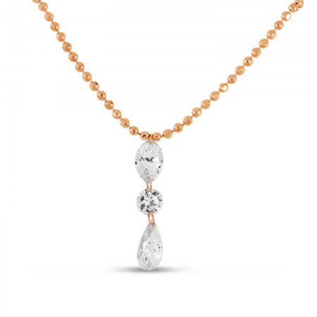 14K Rose Gold Dashing Diamond Pear Drop Necklace
