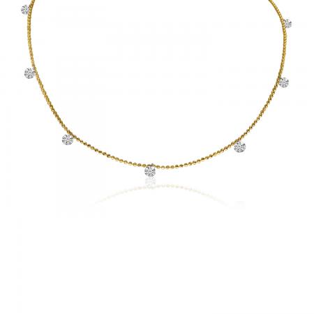 14K Yellow Gold Dashing Diamonds Necklace