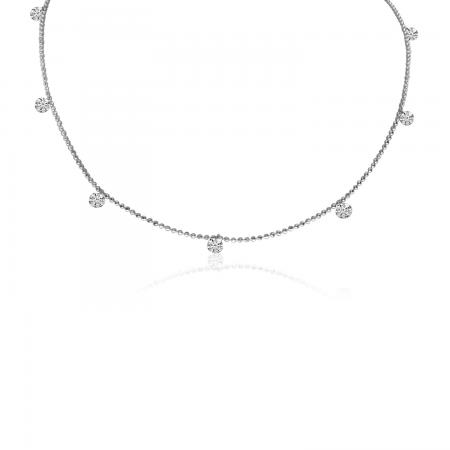 14K White Gold Dashing Diamonds Necklace