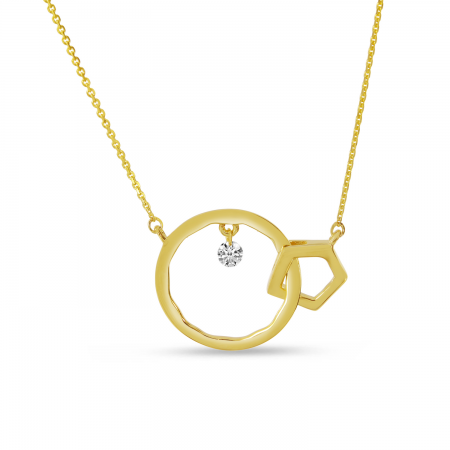 14K Yellow Gold Dashing Diamond Interlocking Necklace
