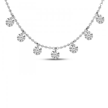 14K White Gold Dashing Diamonds 18 inch Necklace