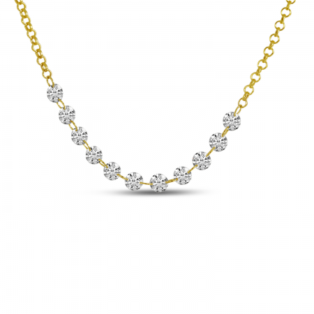 14K Yellow Gold Dashing Diamond 11-Stone Necklace