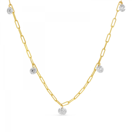 14K Yellow Gold Dashing Diamond Round Graduated .75 Ct Diamond Necklace