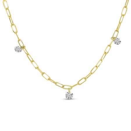 14K Yellow Gold 0.24 Ct Dashing Diamond 18 inch Link Necklace