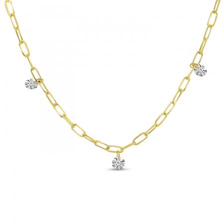 14K Yellow Gold 0.24 Ct Dashing Diamond 18 inch Link Necklace