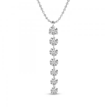 14K White Gold 7 Stone Dashing Diamonds Dangle Necklace