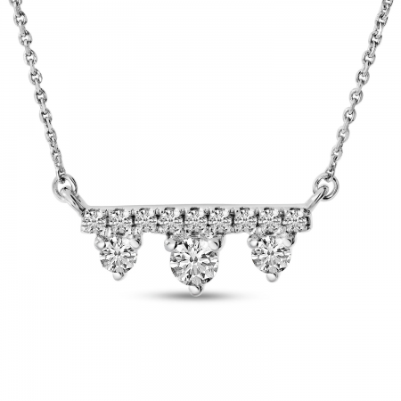 14K White Gold Triple Diamond Bar 18 inch Necklace