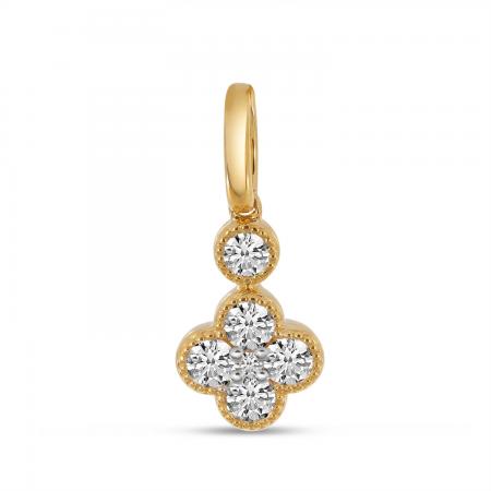 14K Rose Gold Diamond Clover Pendant
