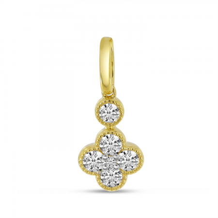 14K Yellow Gold Diamond Clover Pendant