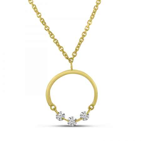 14K Yellow Gold Dashing Diamond Half Circle Necklace