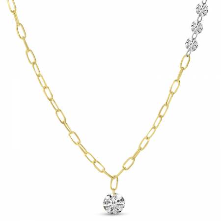14K Yellow Gold .80 ct Dashing Diamond Link Chain Necklace