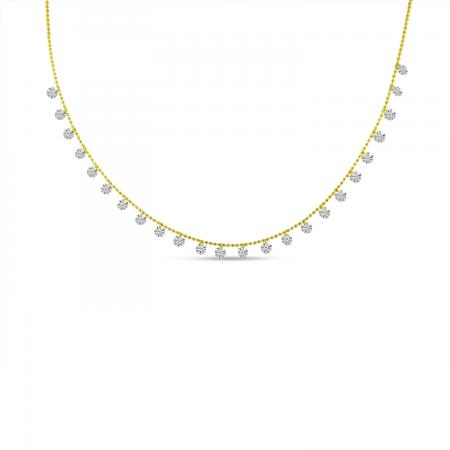 14K Yellow Gold Dashing Diamonds 24 Stone 20 inch Necklace