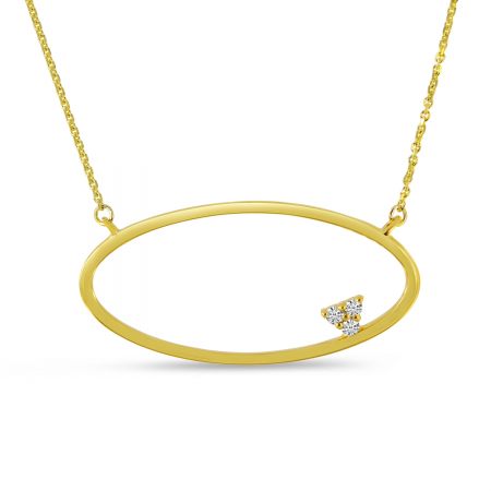 14K Yellow Gold Oval East West Diamond Fashion 18 inch Necklace